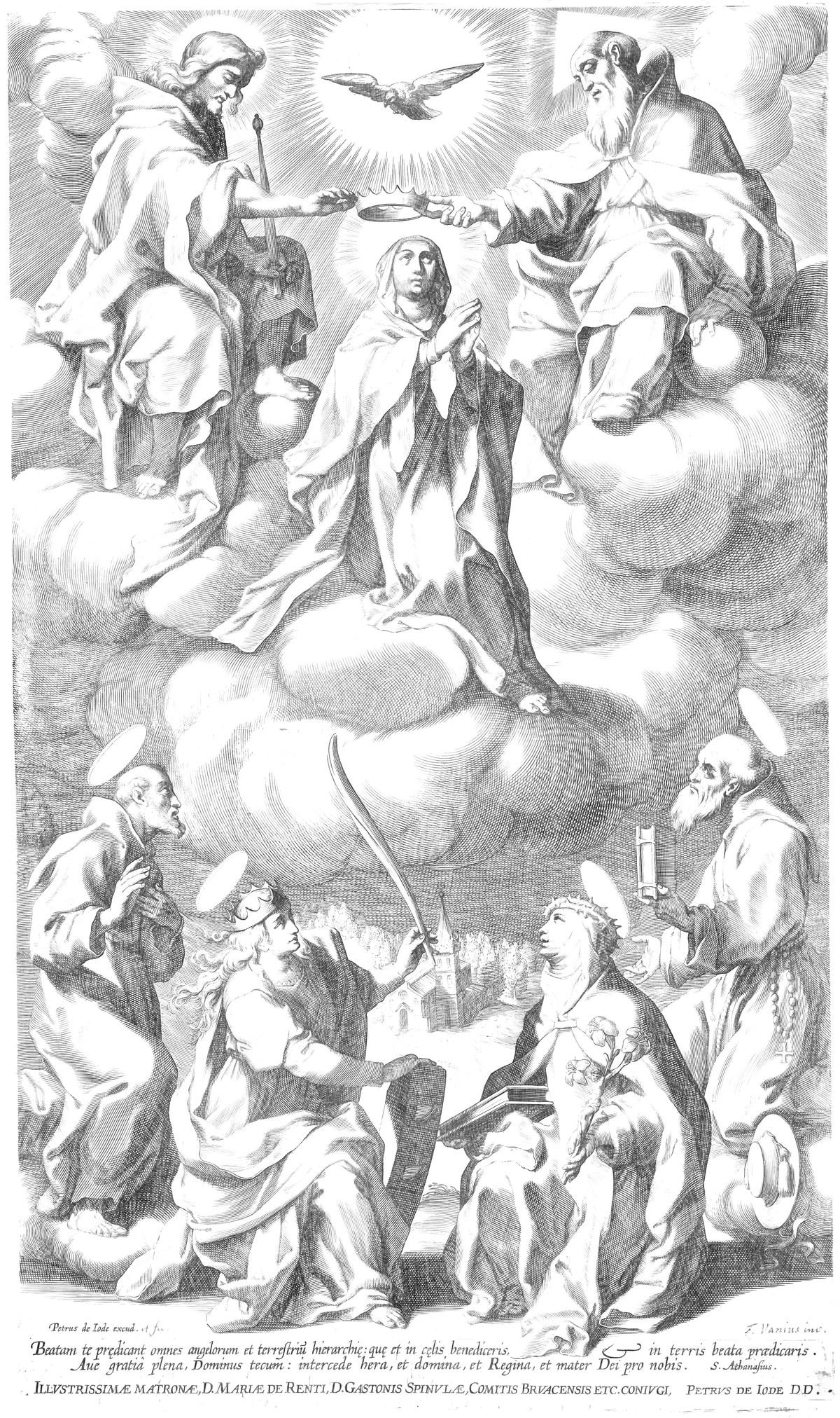 Coronation of Mary (1590-1632) by Pieter de Jode - Catholic Coloring Page
