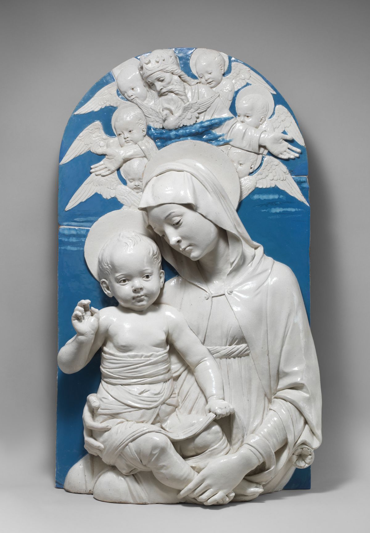 Virgin and Child Statue (1470–1475) by Andrea della Robbia - Catholic Stock Photo