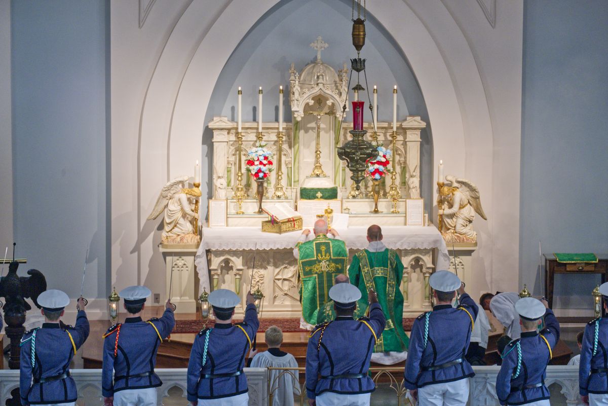 Veteran's Mass at Saint Benedict's Parish (2022, Chesapeake, Virginia, USA) - Catholic Stock Photo