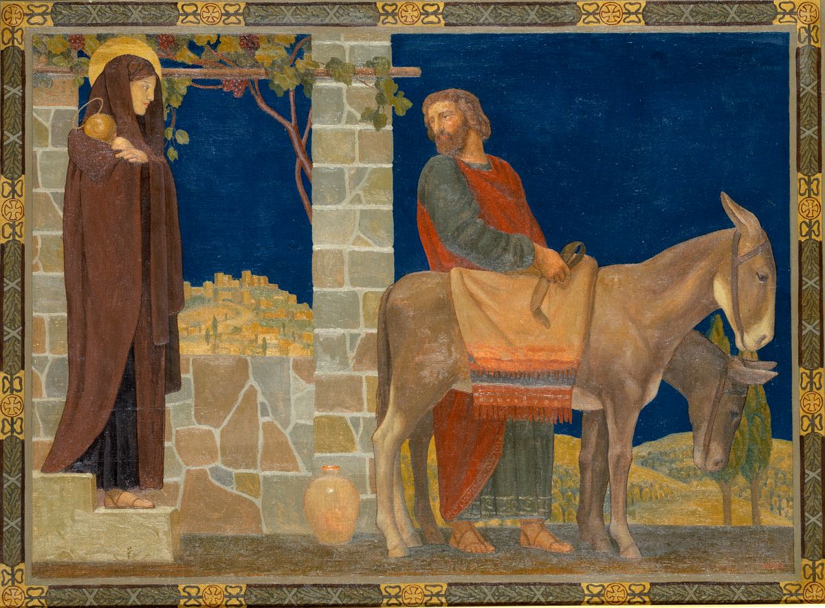 The Flight into Egypt (1915) by H. Siddons Mowbray - Public Domain Bible Painting