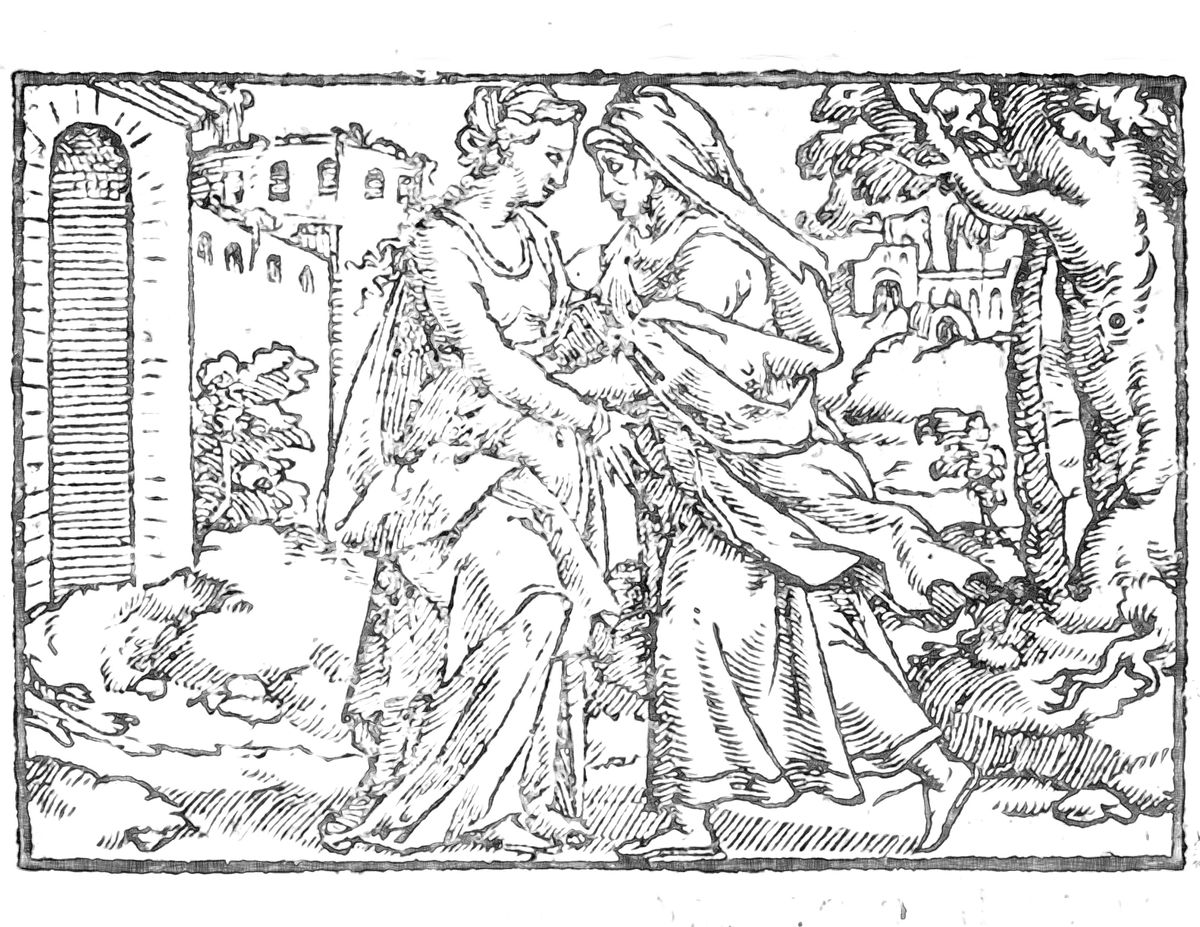The Visitation (French, 16th Century) - Catholic Coloring Page