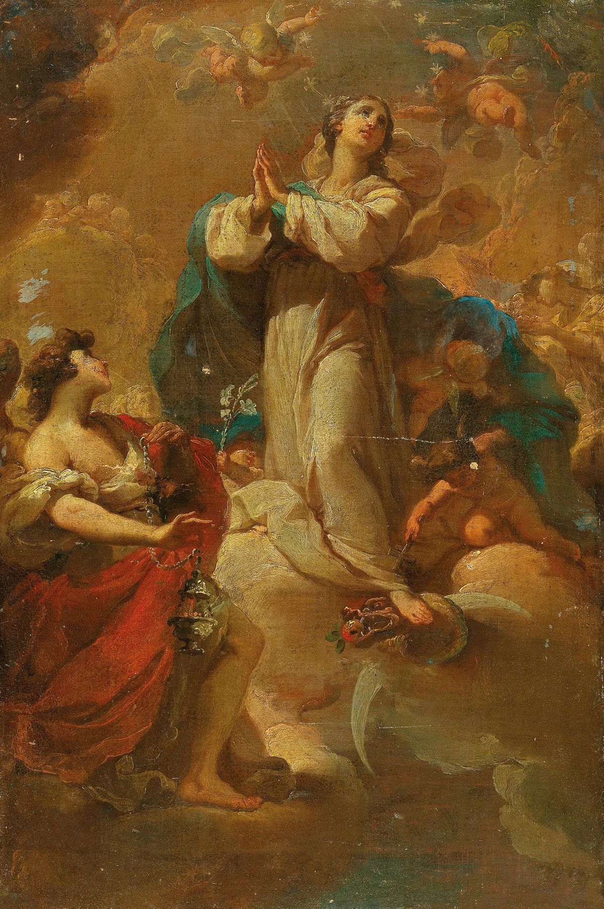 The Immaculate Conception with Angels (1728-1781) by Ubaldo Gandolfi - Public Domain Catholic Painting