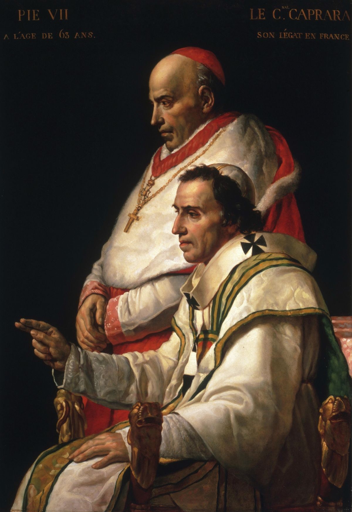 Portrait Of Pope Pius VII And Cardinal Caprara (1805) by Jacques Louis David - Public Domain Catholic Painting