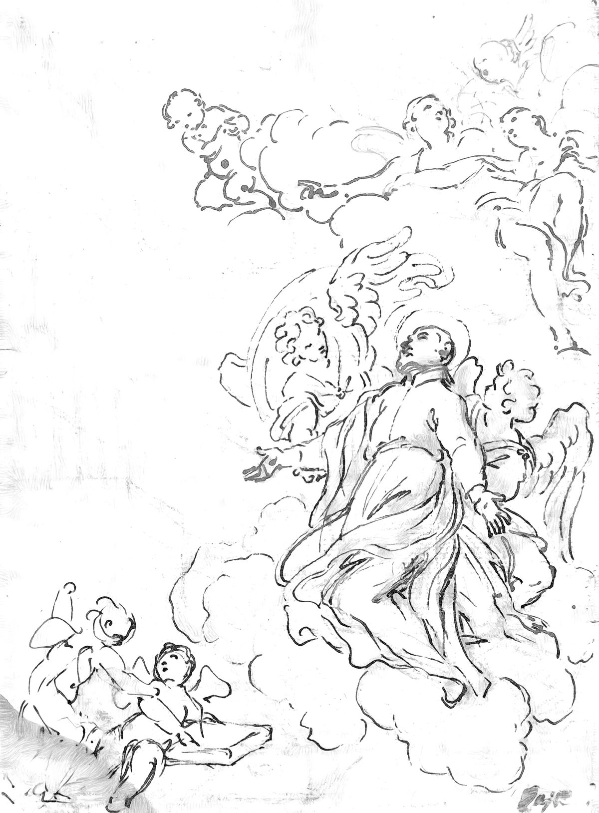 Vision of a Saint (mid-17th century) by Giovanni Battista Passeri - Catholic Coloring Page