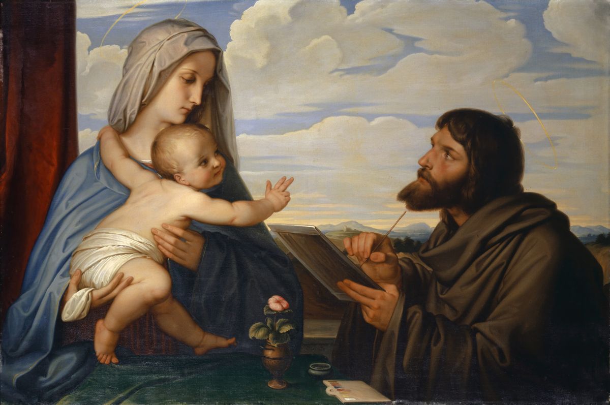 Saint Luke Painting the Virgin (1838) by Eduard Von Steinle - Public Domain Catholic Painting