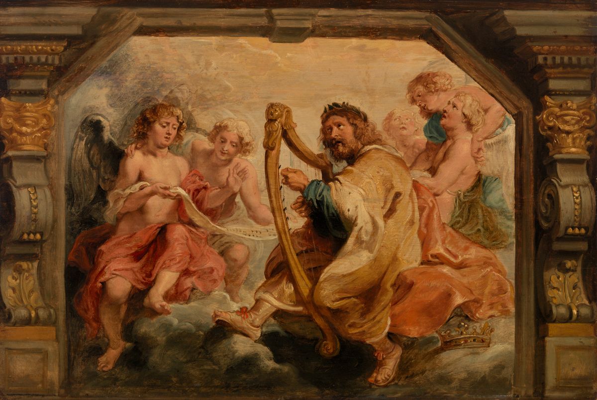 King David Playing the Hard (17th Century) by Peter Paul Rubens - Public Domain Catholic Painting