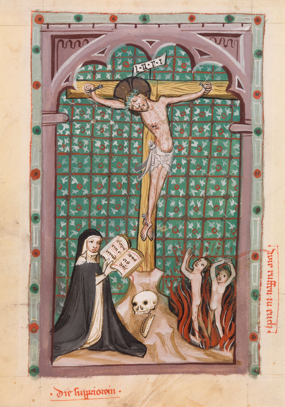 The Crucifixion (1430, Germany) - Public Domain Illuminated Manuscript