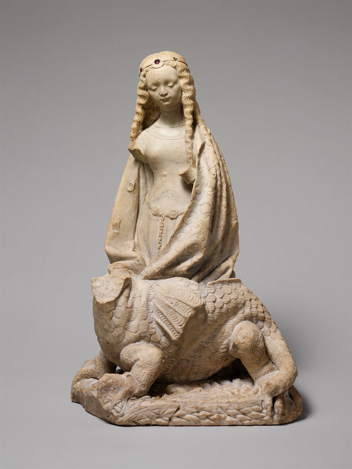 Saint Margaret of Antioch Statue (1475, French) - Catholic Stock Photo