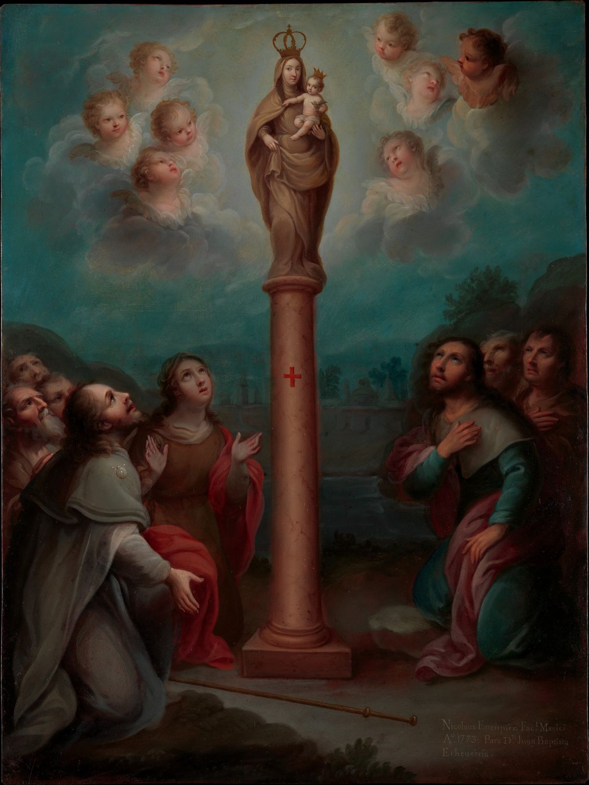 The Apparition of the Virgin of El Pilar to St. James (1773) by Nicolás Enríquez - Public Domain Catholic Painting