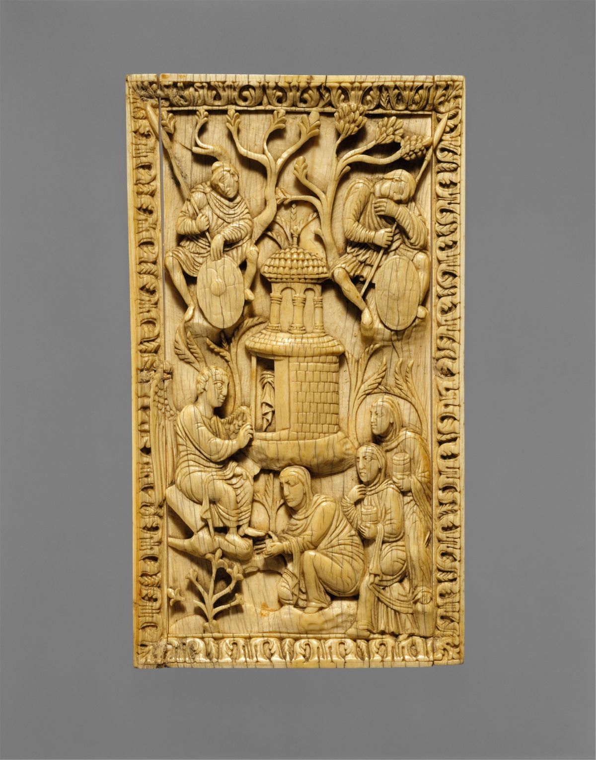 Plaque with the Holy Women at the Sepulchre (early 10th century, North Italian) - Catholic Stock Photo