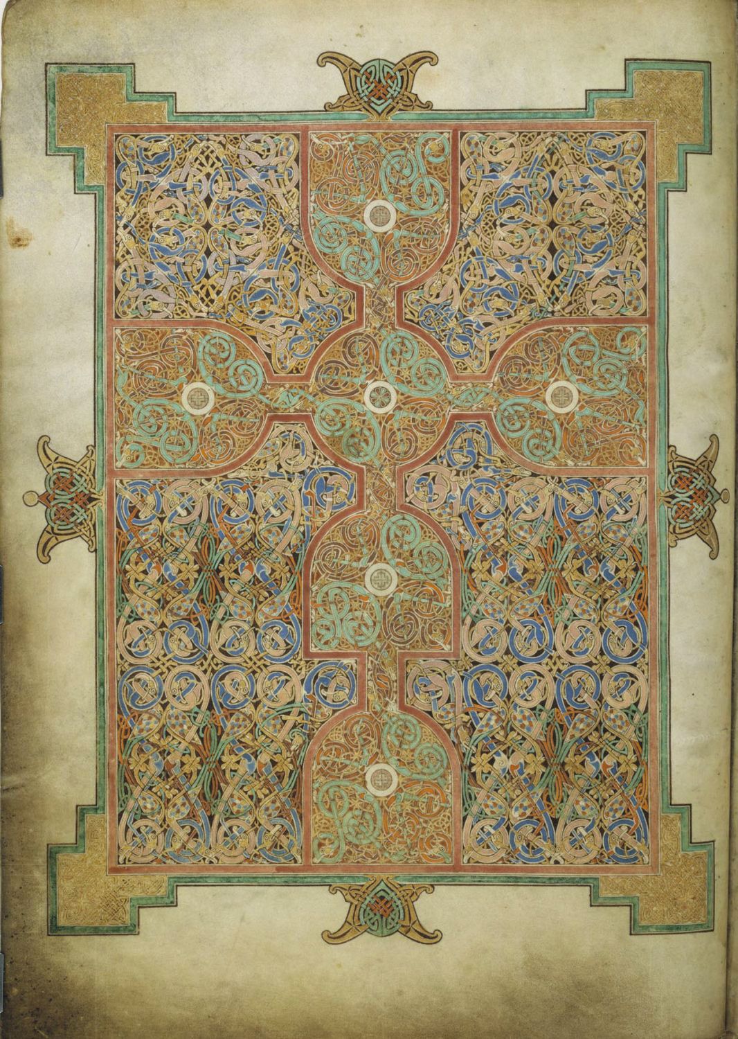 Carpet Page F26v, from Lindisfarne Gospels (715-720) - Public Domain Illuminated Manuscript