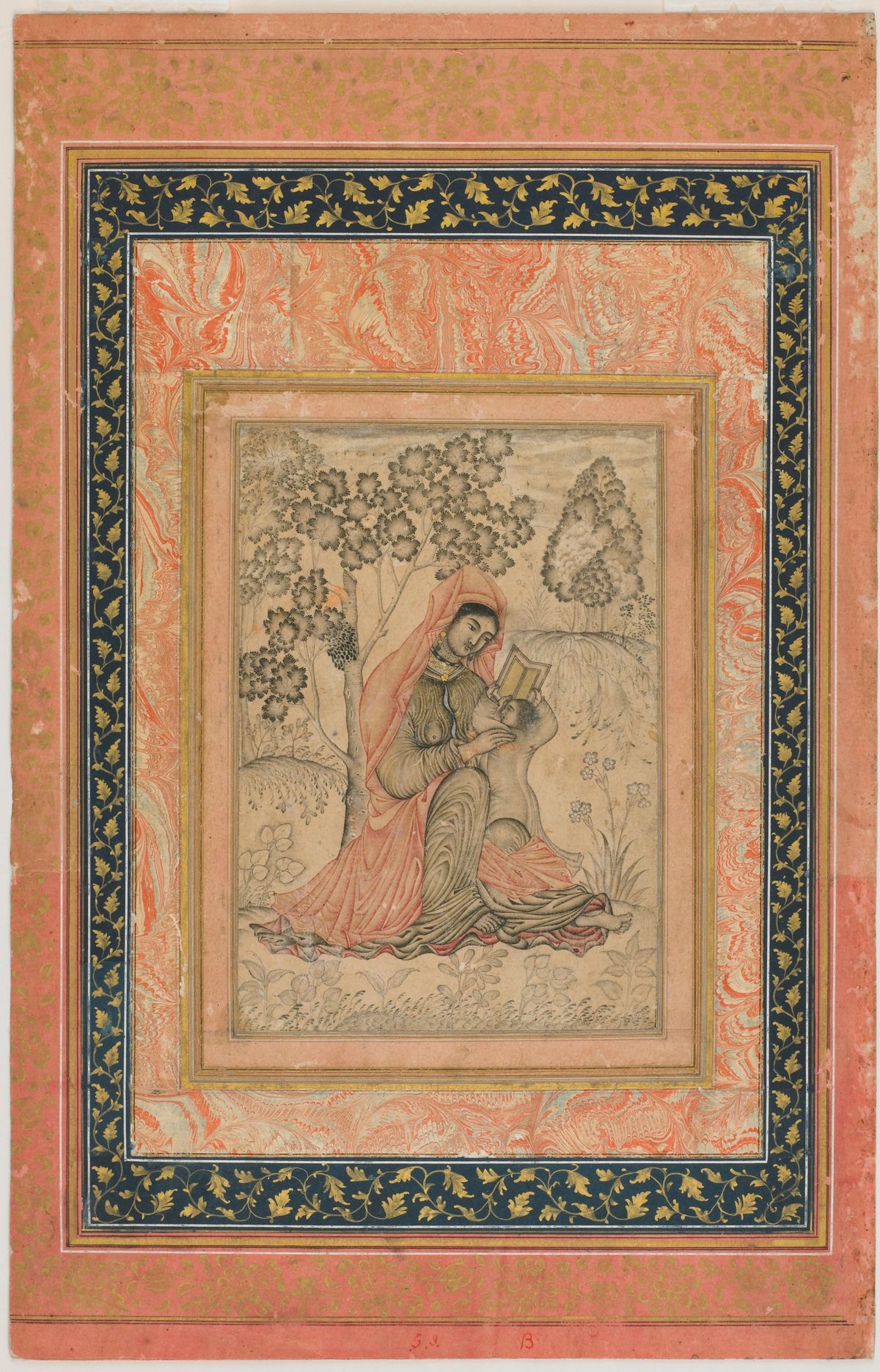 The Madonna and Child (1580-1619) probably by Farrukh Beg - Public Domain Illuminated Manuscript