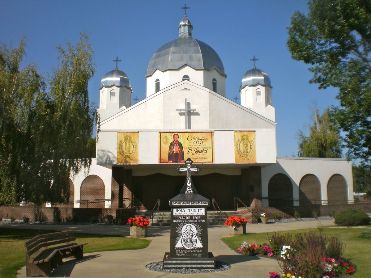 Holy Trinity Ukrainian Catholic Church (2017, Vegreville, Alberta, Canada) - Eastern Catholic Stock Photo