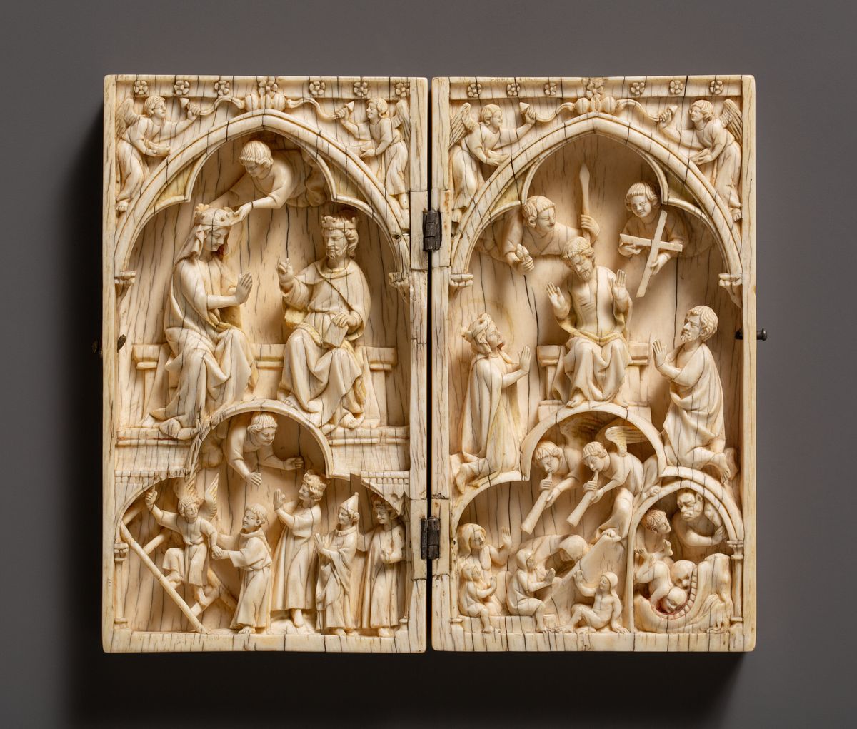 Diptych with the Coronation of the Virgin and the Last Judgment (1260–1270, French) - Catholic Stock Photo