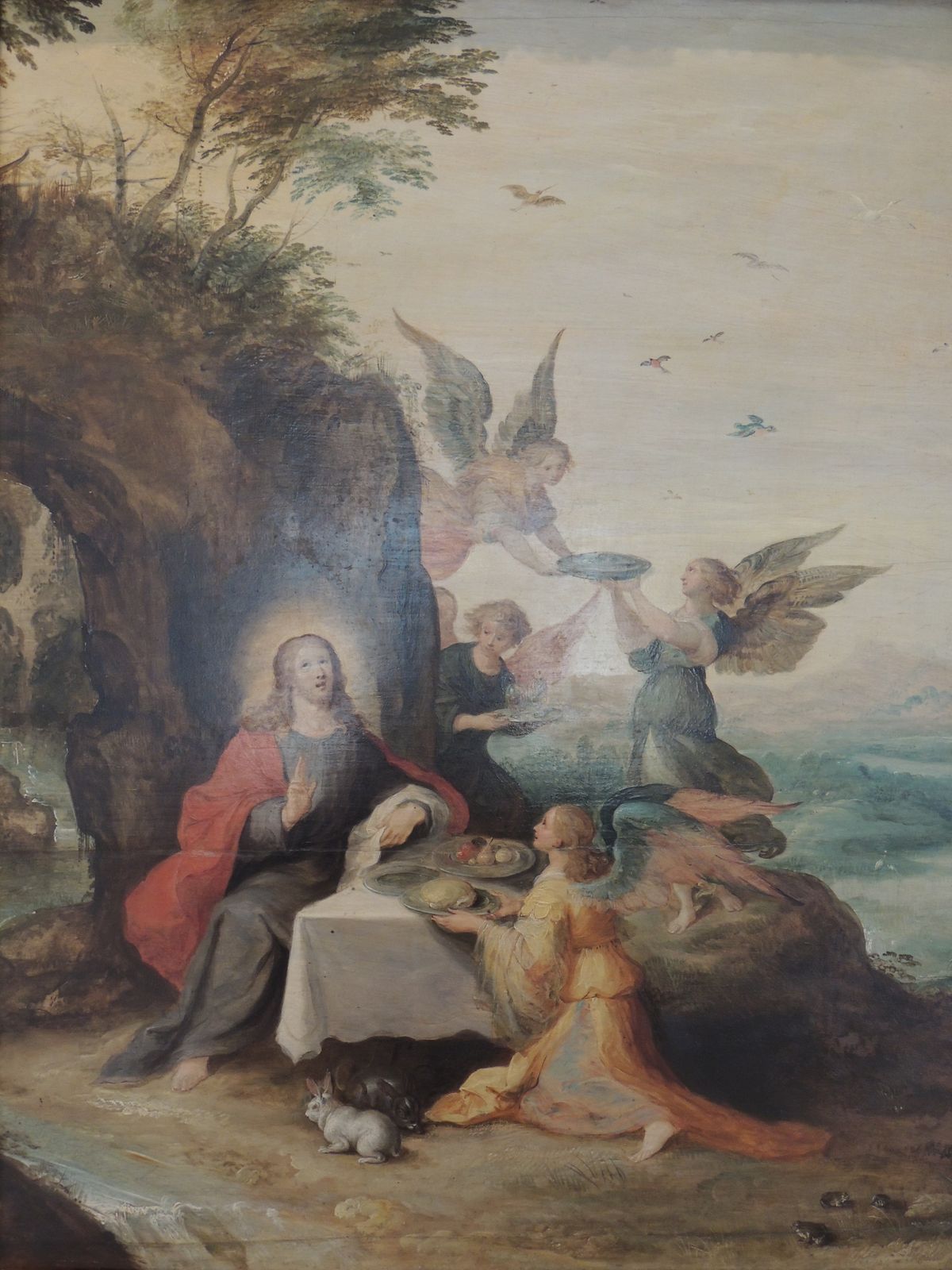 Christ in the Desert Served by Angels (1581-1642) by Frans Francken II - Public Domain Catholic Painting