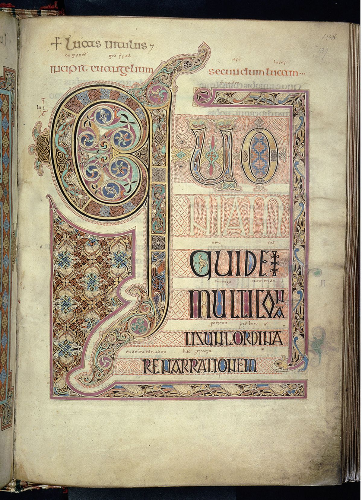 The opening of St Luke's Gospel in the Lindisfarne Gospels (715-720) - Public Domain Illuminated Manuscripts