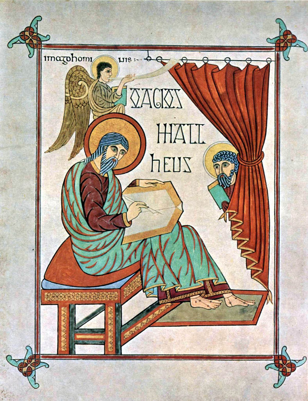 Matthew the Evangelist from the Lindisfarne Gospels (715-720) - Public Domain Illuminated Manuscript