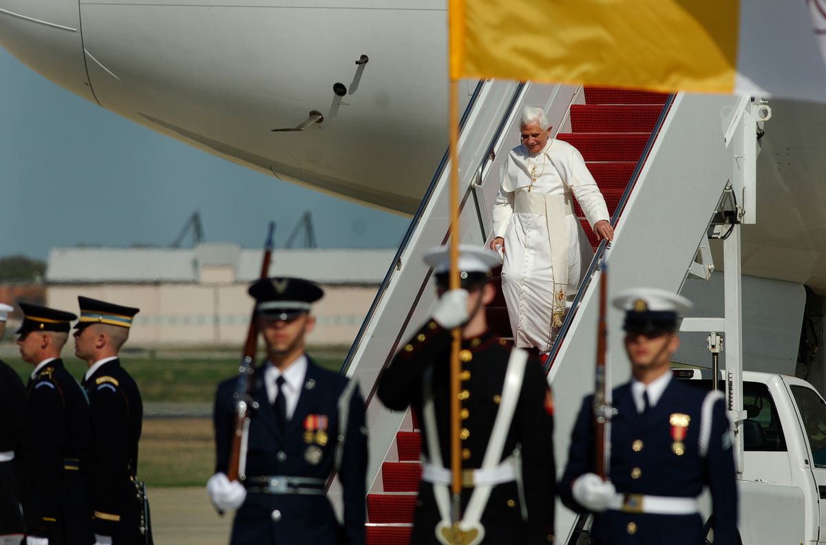 Pope Benedict XVI at Andrews Air Force Base (2008) - Catholic Stock Photo