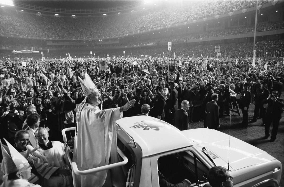 Pope John Paul II at old Yankee Stadium, New York City, in October 1979 - Catholic Stock Photo