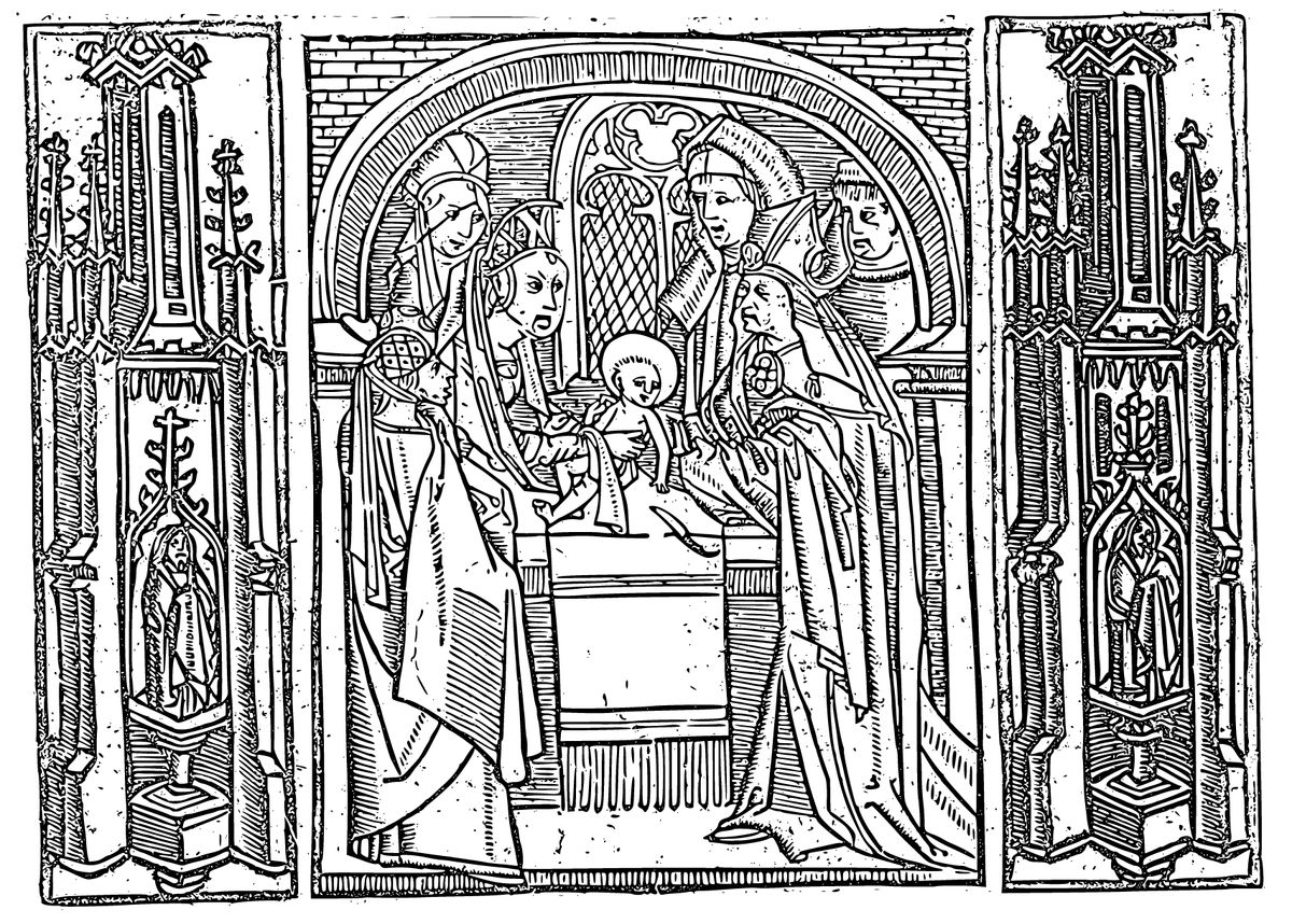 Circumcision of Christ (1503) by Master of Delft - Catholic Coloring Page