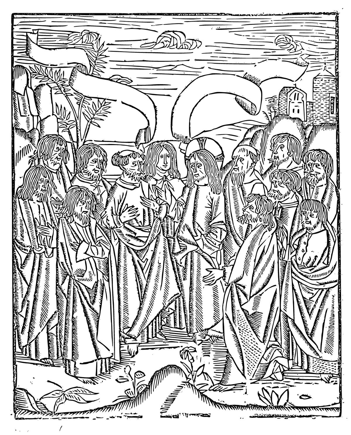 Peter's Confession (1503) by Master of Delft - Bible Coloring Page