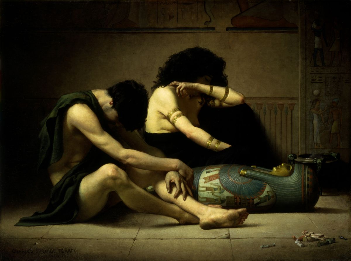 Lamentations over the Death of the First-Born of Egypt (1877) by Charles Sprague Pearce - Public Domain Catholic Painting