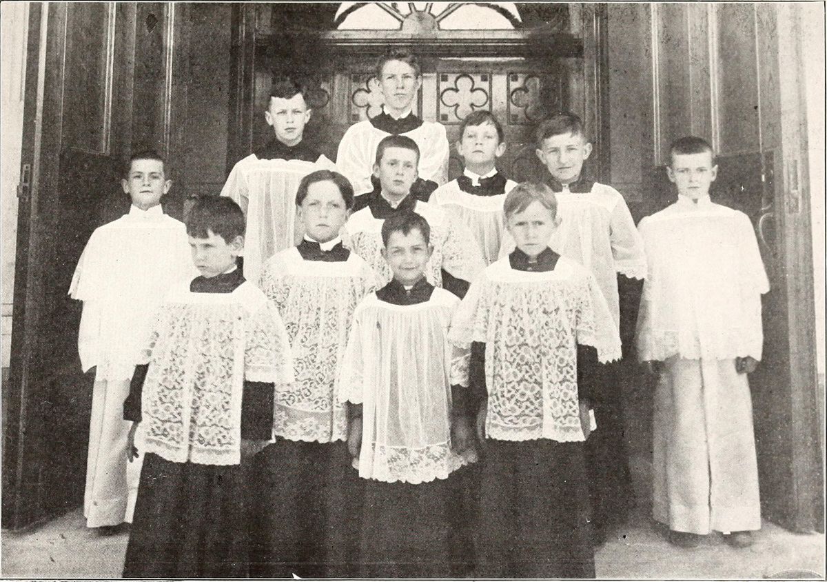 Altar Boys at Catholic Church of St. John the Baptist Hot Springs, Arkansas. (1913) - Vintage Catholic Stock Photo