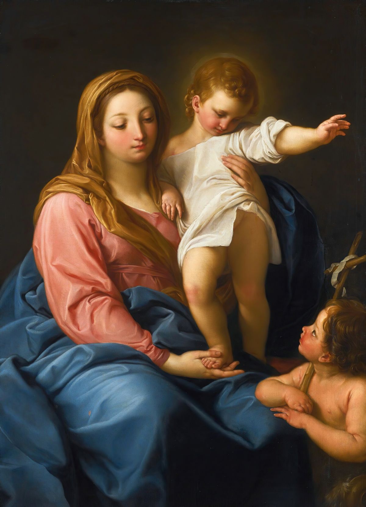 The Madonna And Child With The Infant Saint John The Baptist by Pompeo Batoni (Italian, 1708-1787) - Public Domain Catholic Painting