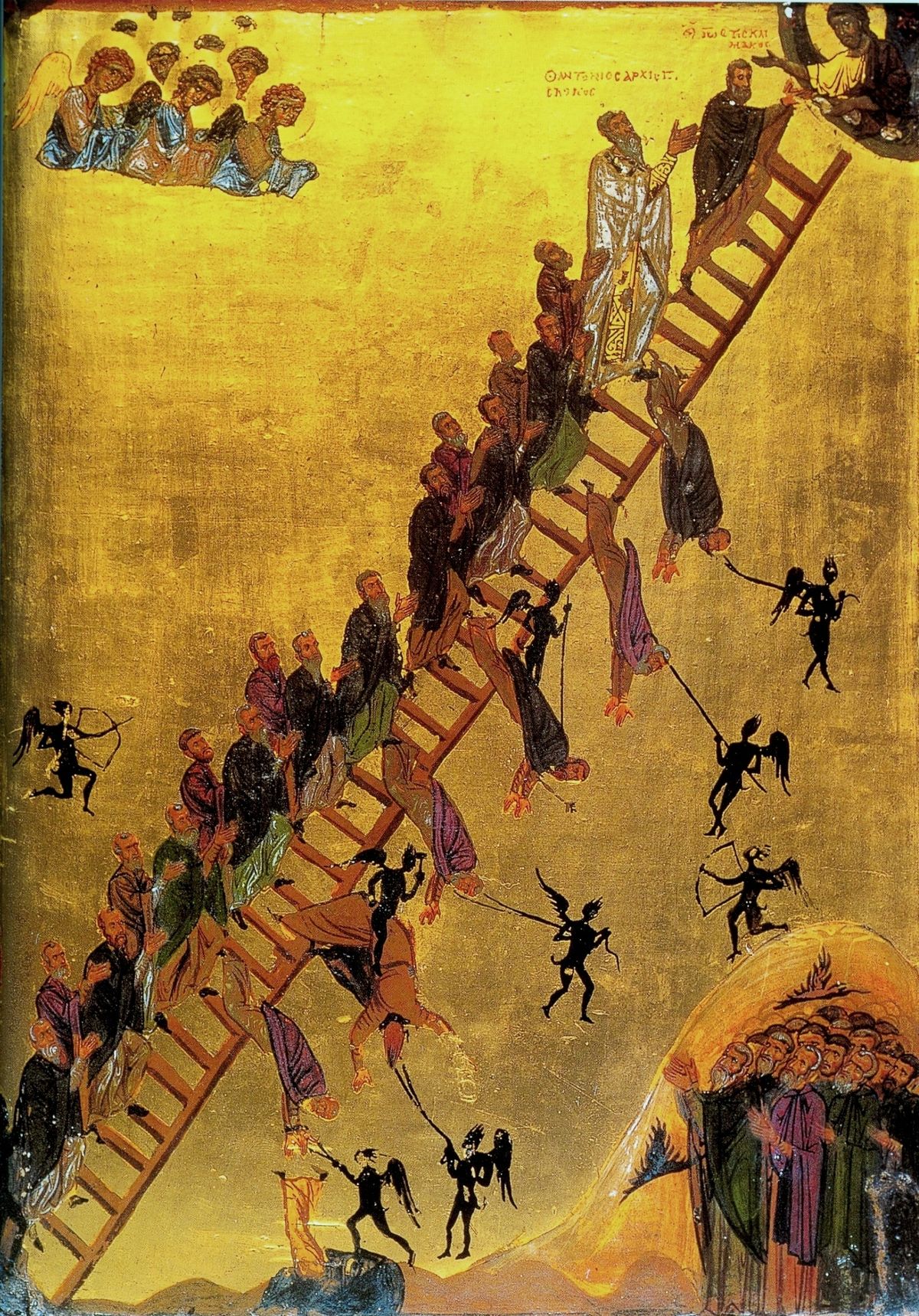 Ladder of Divine Ascent (12th Century, Egypt) - Public Domain Byzantine Icon