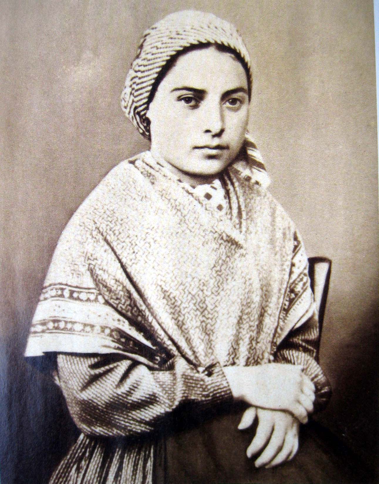 Bernadette Soubirous (age 14, 1 January 1858) - Vintage Catholic Stock Photo