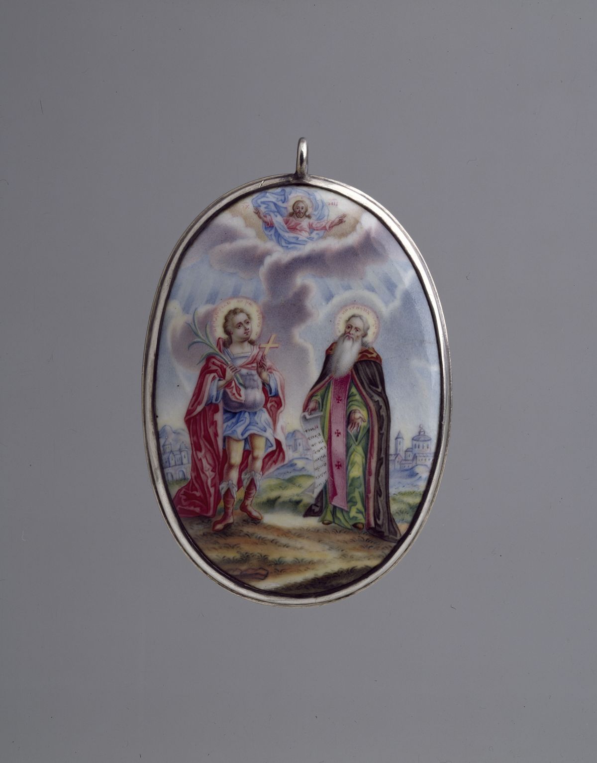 Saints Chariton and Alexander Pendant (1768, Russia) - Byzantine Stock Photo