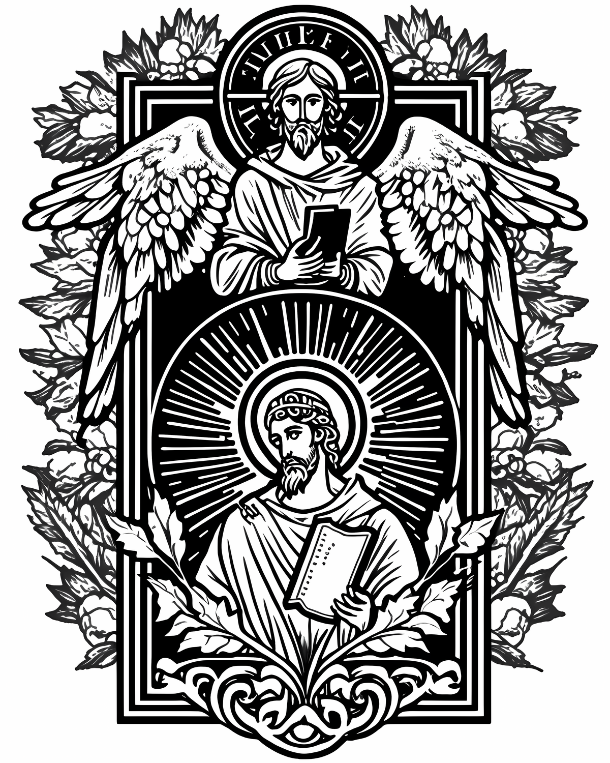 Saint Matthew and Saint Michael (2022, United States) - Catholic Coloring Page