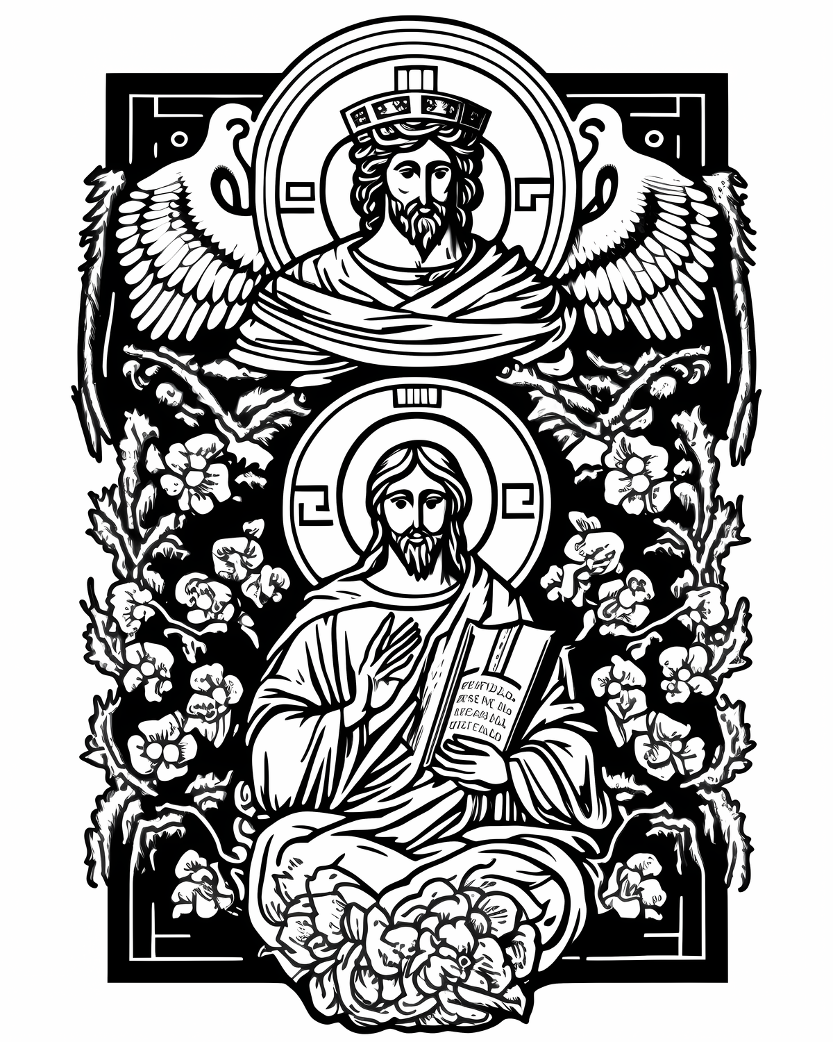 God the Father and Jesus Christ (2022, United States) - Catholic Coloring Page