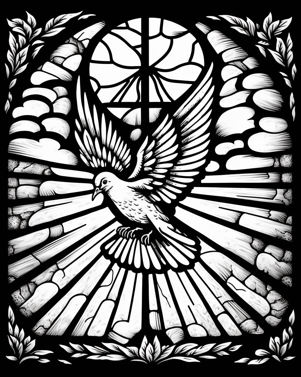 Holy Spirit Stained Glass (2022, United States) - Catholic Coloring Page