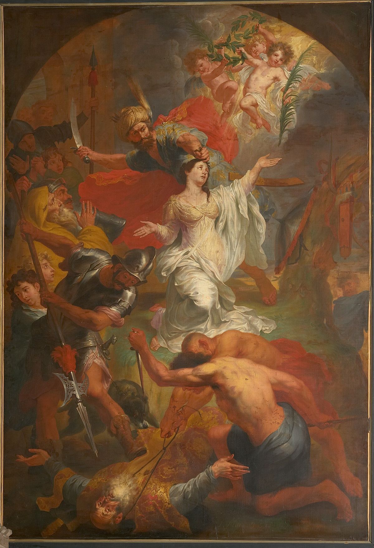 The beheading of Saint Dymphna (1688) by Godfried Maes - Public Domain Catholic Painting