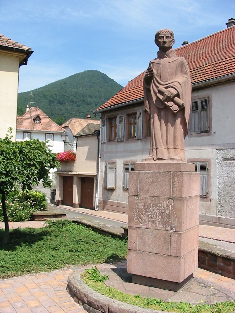 Statue of Saint Fulrade, Abbot of Lièpvre, Haut-Rhin, France (2005) - Catholic Stock Photo