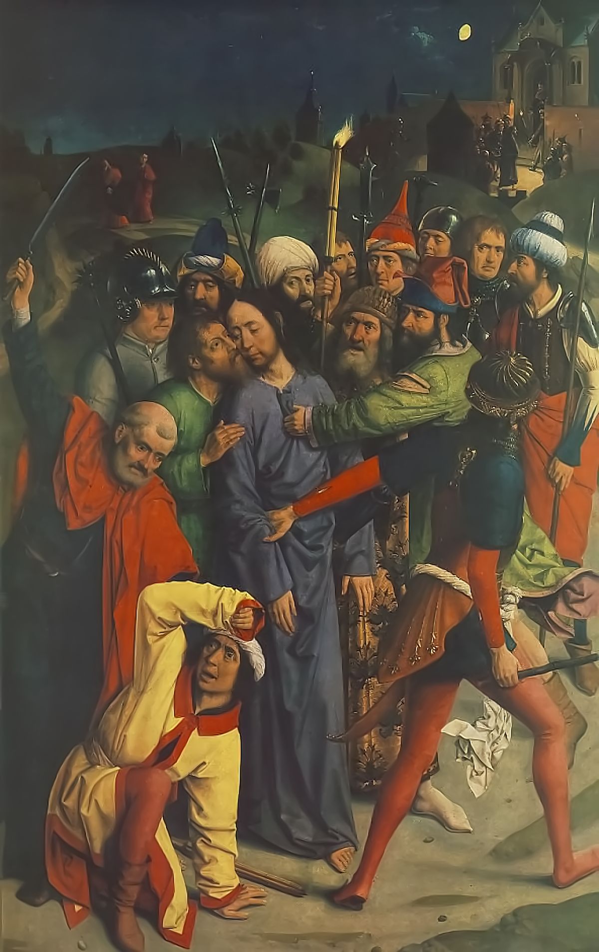 The Arrest of Christ with Kiss of Judas (1485) by Dieric Bouts - Public Domain Bible Painting
