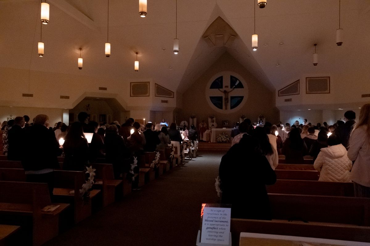 Easter Vigil, Candlelit Liturgy of the Word 2023 (Holy Spirit Catholic Church, Virginia Beach, Virginia, United States) - Catholic Stock Photo