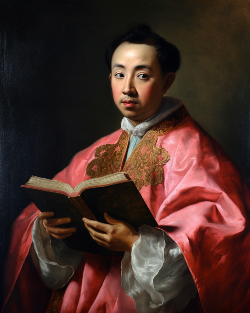Saint Jacobo Kyushei Gorobioye Tomonaga de Santa María (2023) by Virginia S. Benedicte - Public Domain Catholic Painting