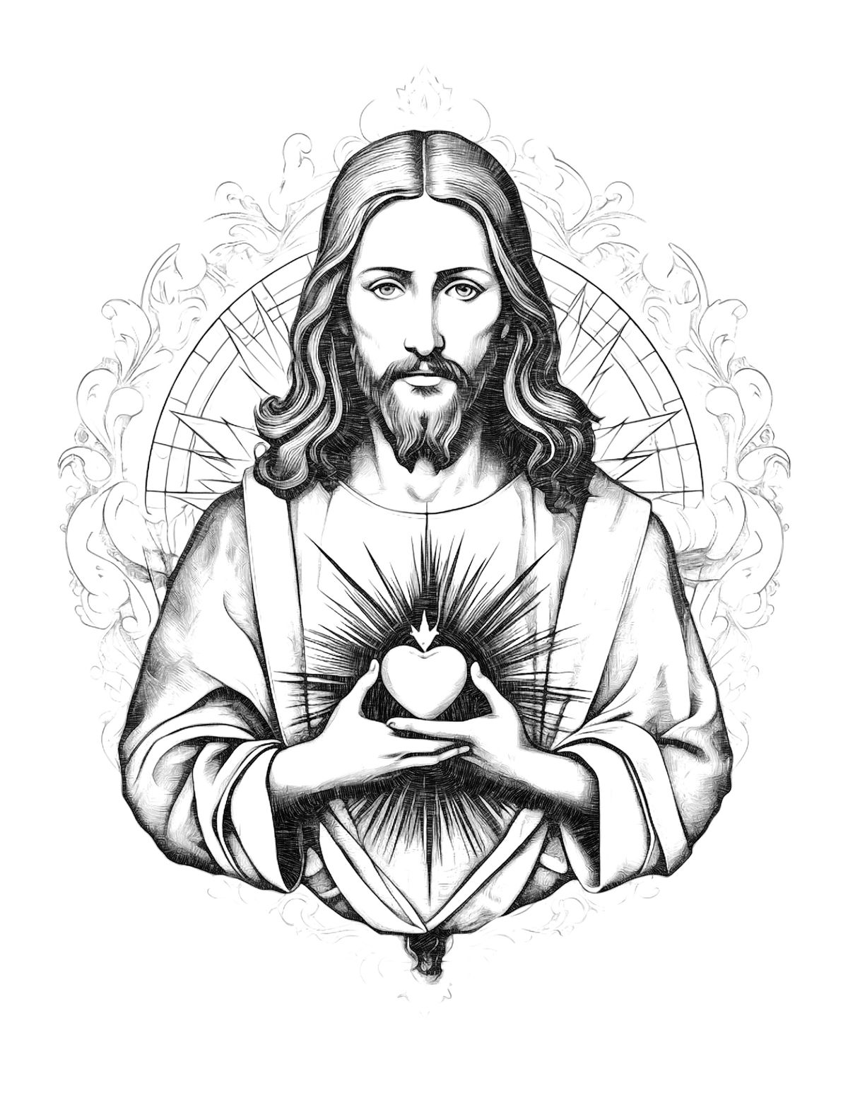 Sacred Heart of Jesus (2023) - Catholic Coloring Page