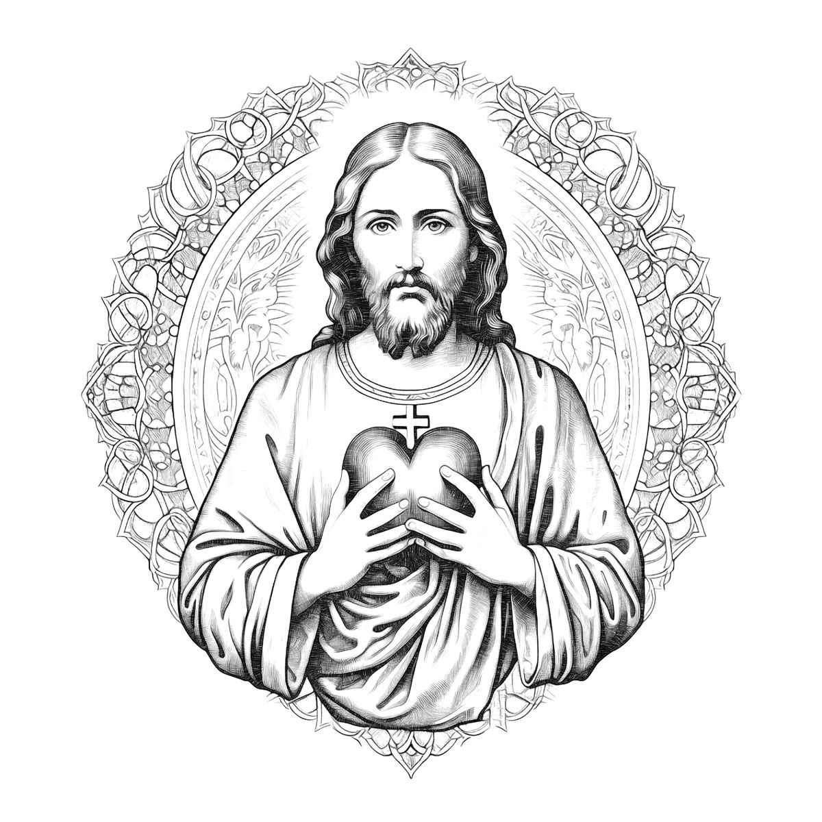 Sacred Heart of Jesus (2023) - Catholic Coloring Page
