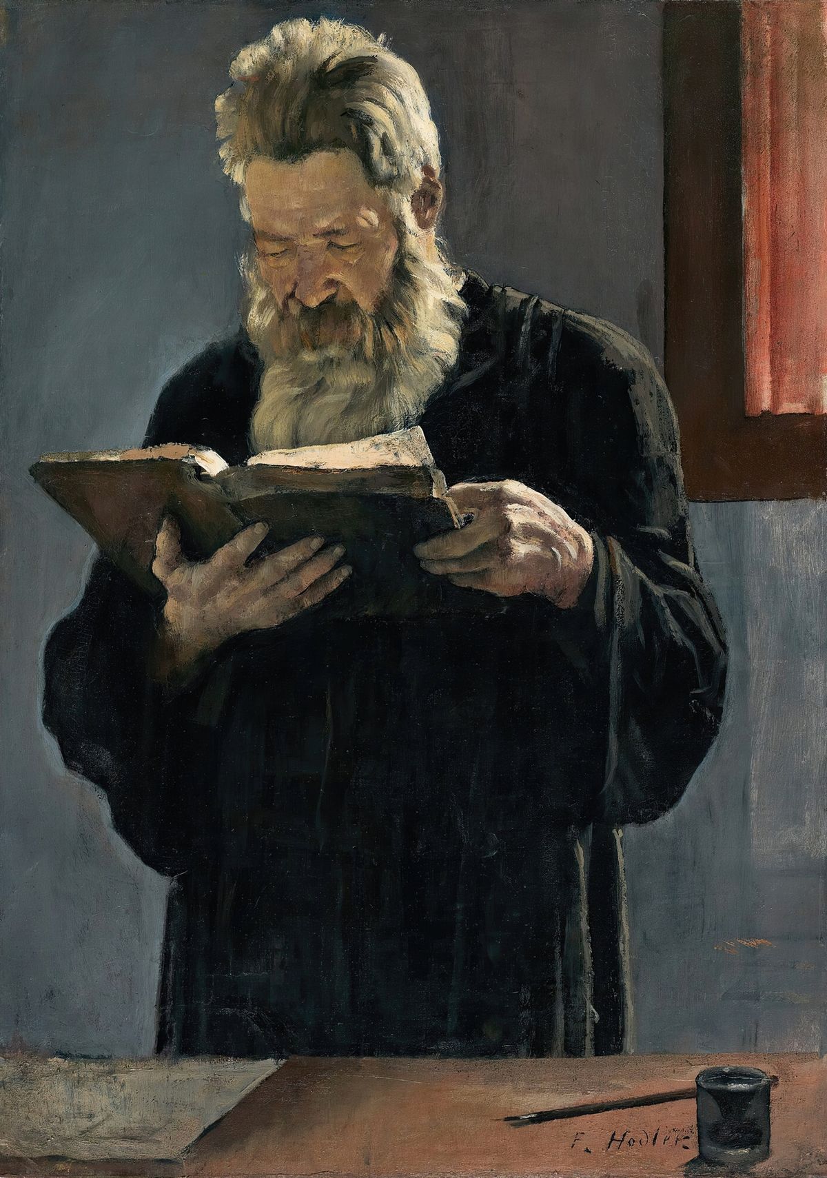 Reading Priest (Swiss, 1853-1918) by Ferdinand Hodler - Public Domain Catholic Painting