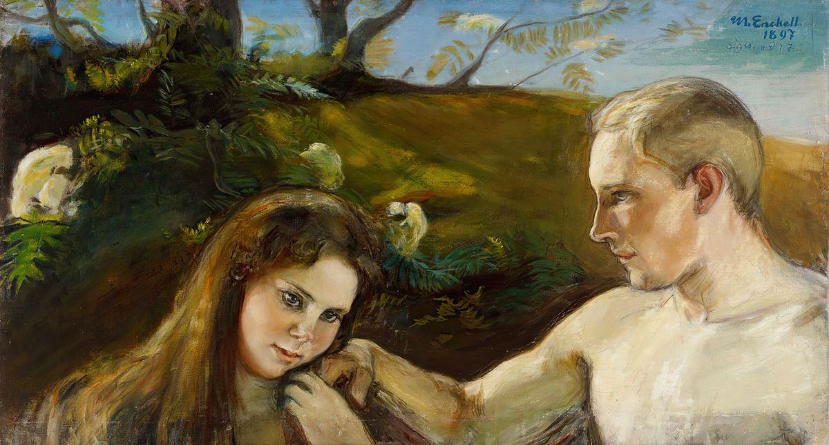 Adam and Eve (1897) by Magnus Enckell (Finnish) - Public Domain Catholic Painting