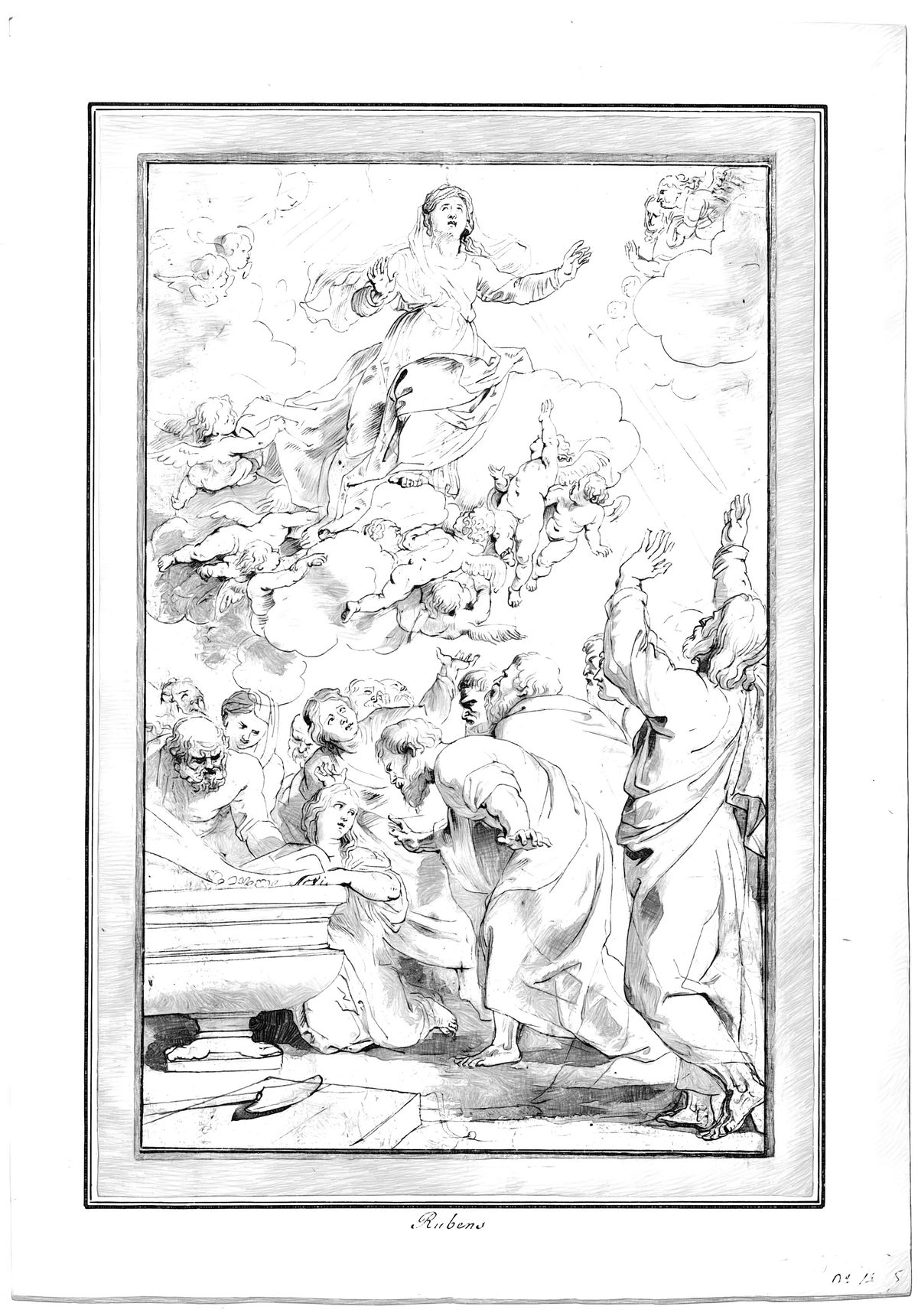 The Assumption of the Virgin (1613–1614) by Peter Paul Rubens - Catholic Coloring Page