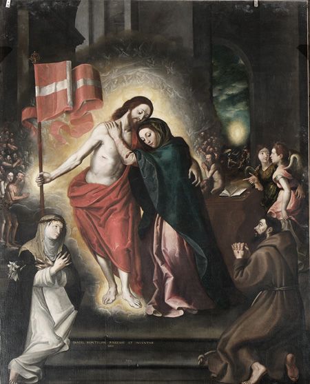 Risen Christ appears to his Mother (1600, Italy) by Daniele Monteleone - Public Domain Catholic Painting