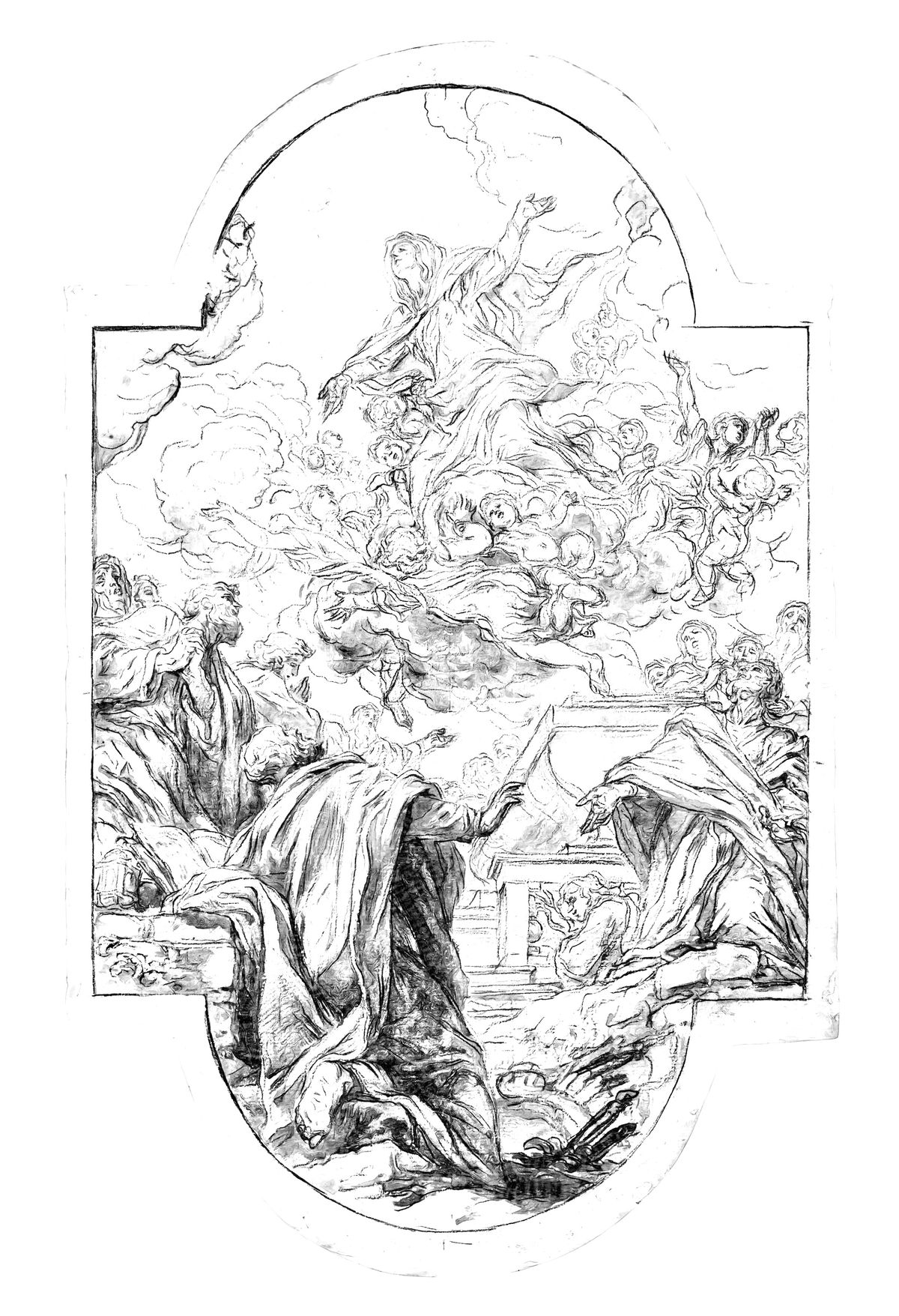 Assumption of the Virgin (1664–1670) by Volterrano - Catholic Coloring Page