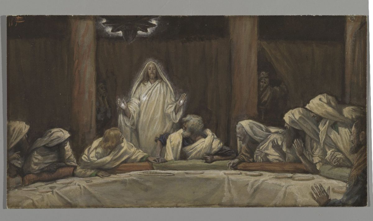 The Appearance of Christ at the Cenacle (Apparition du Christ au cénacle) (1886-1894, France) by James Tissot - Public Domain Catholic Painting