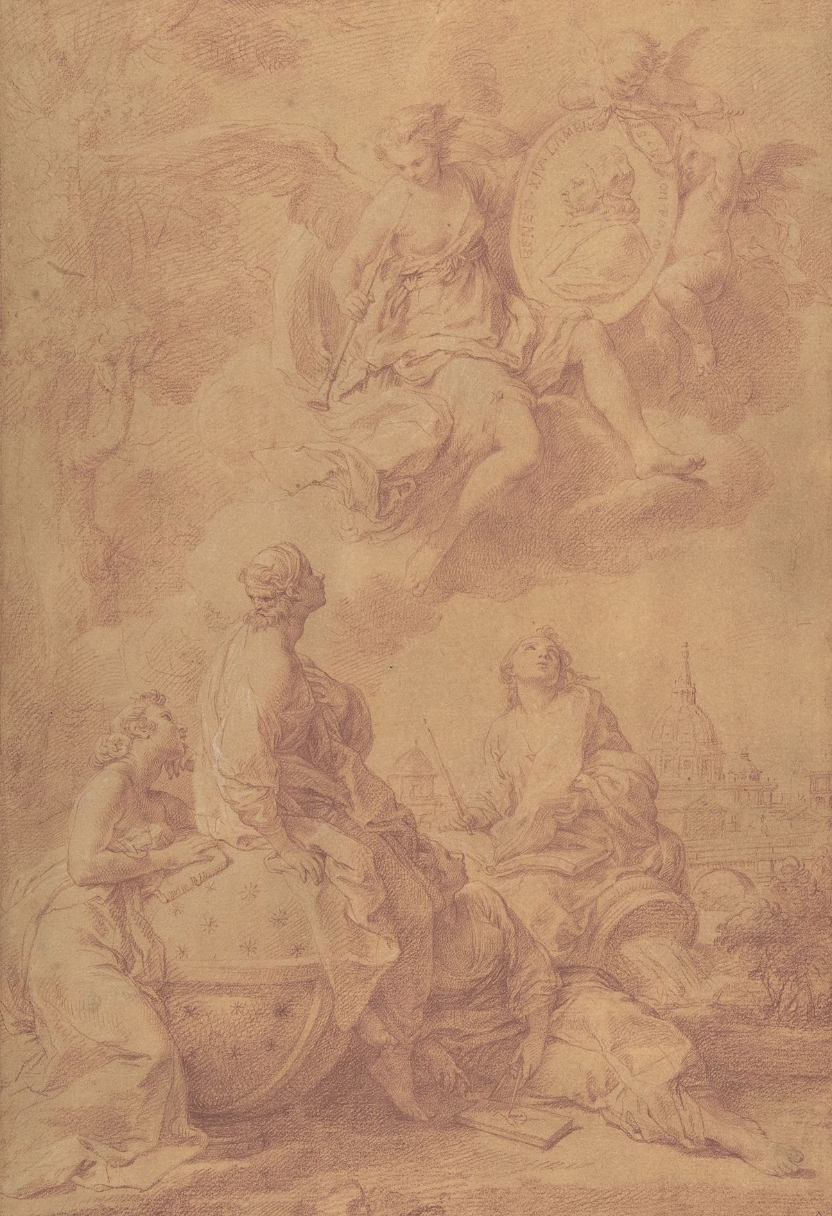 Allegory in Honor of Pope Benedict XIV (ca. 1745) by Pompeo Batoni - Public Domain Catholic Drawing