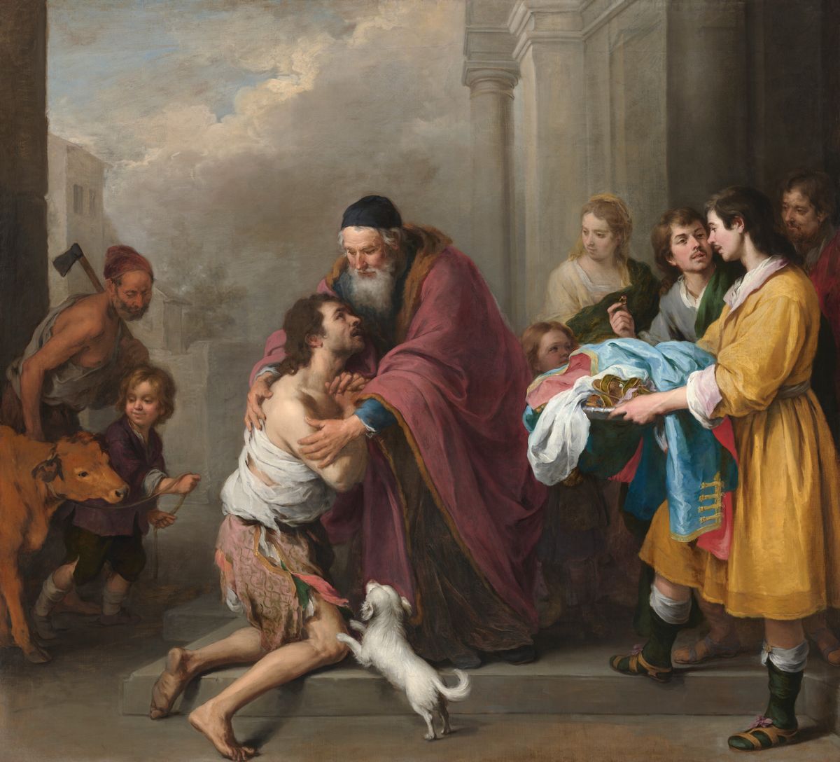 The Return of the Prodigal Son (1667/1670, Spain) by Bartolomé Esteban Murillo - Public Domain Catholic Painting