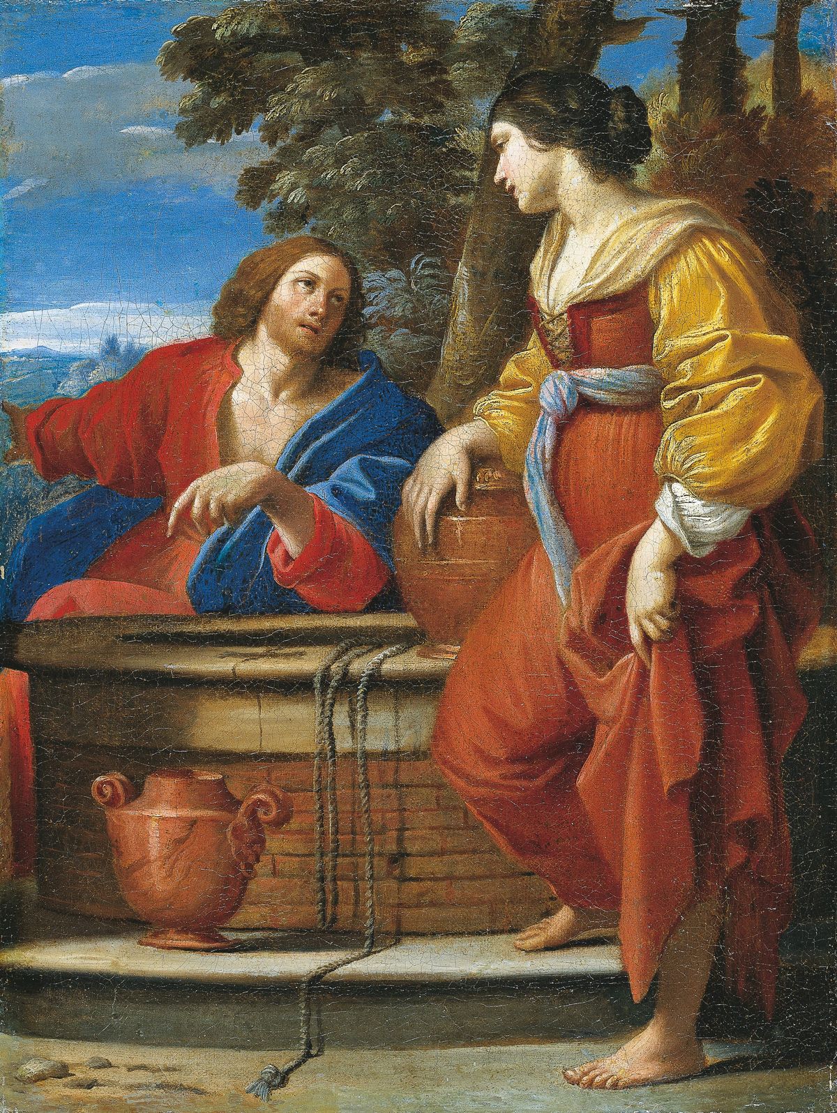 Christ with the Samaritan Woman at the Well (1609 – 1610) by Sisto Badalocchio - Public Domain Catholic Painting